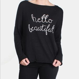 NWOT "Hello Beautiful" Black and White Sweater